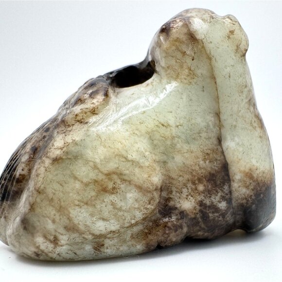 17 c ? Jade Carved Mythical Beast Dragon Foo Dog Figurine Rustic Stone Antique - Picture 9 of 10